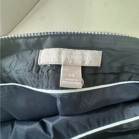 Banana Republic Plaid Blue Cream Black Pencil Suit Skirt Size 14 - Picture 7 of 11